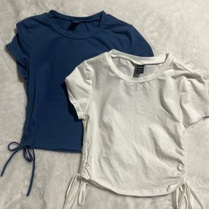 Set of 2 women’s, size S, fitted crop tops with draw strings